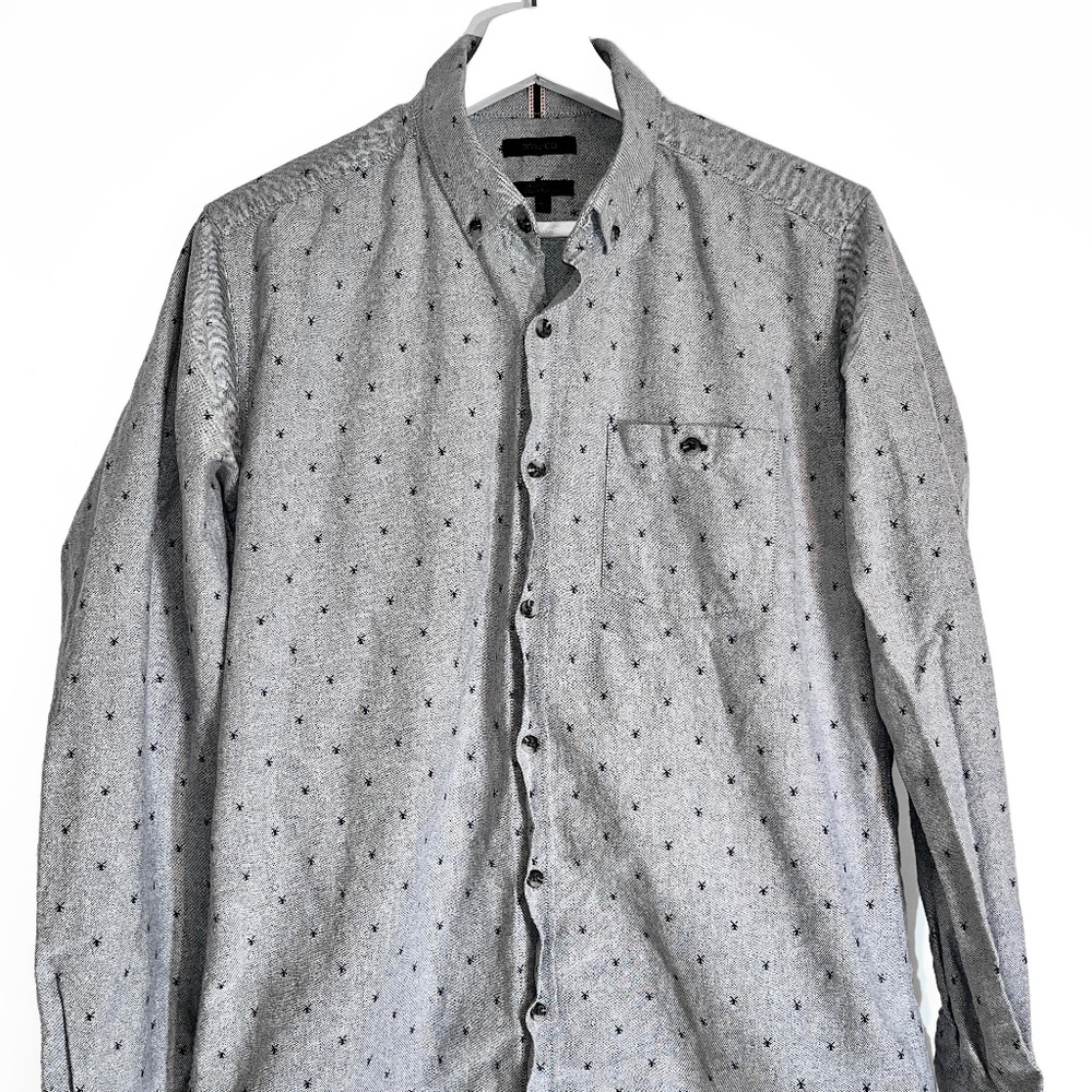 RW&CO. Gray Patterned Button Down Shirt, Tailored Fit, Size M, Like New